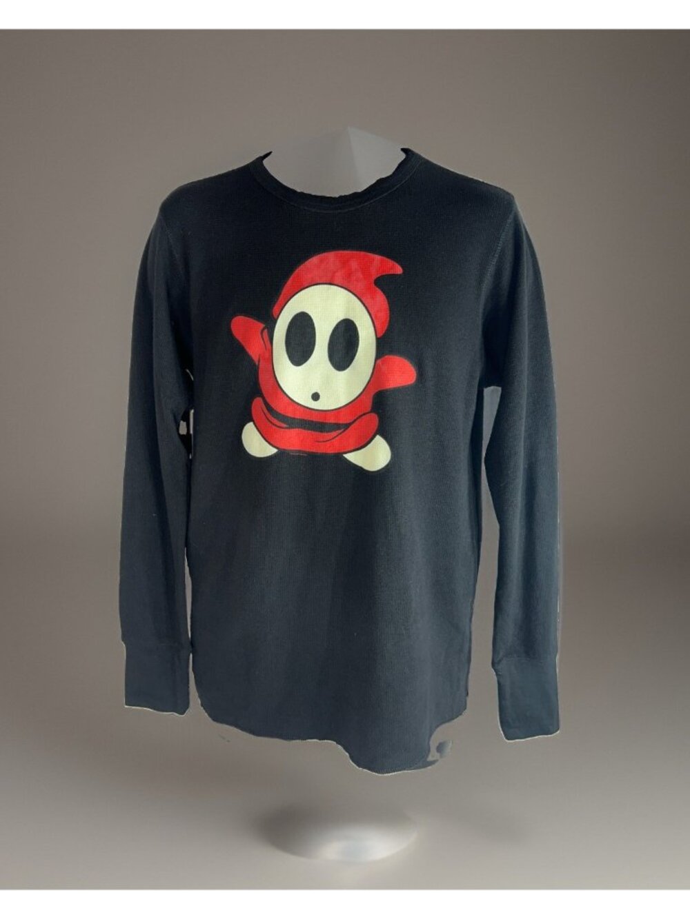 Vintage Shy Guy Super Mario Bros Changes Shirt Mens L Black Long Sleeve Thermal
